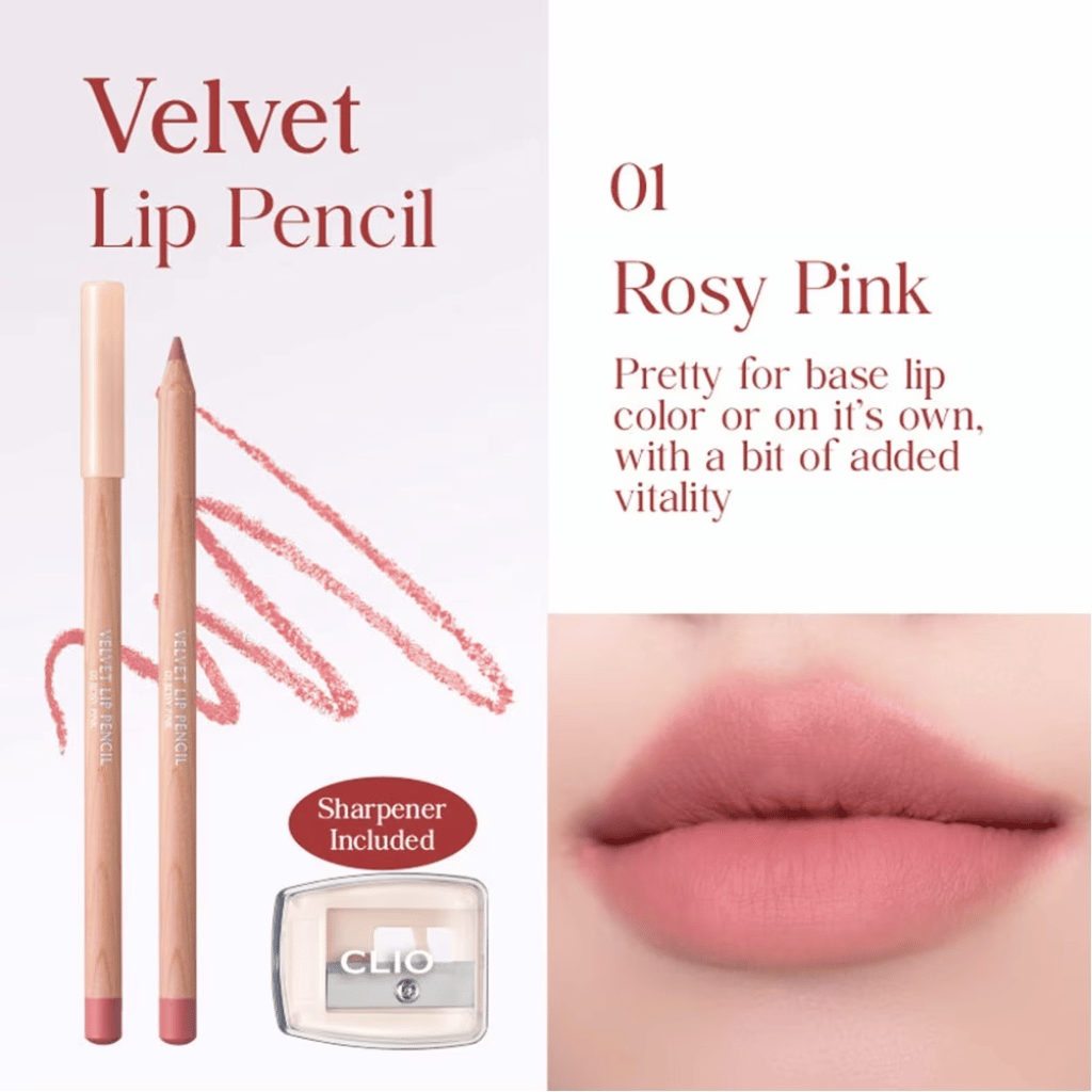 Clio Chì Kẻ Viền Môi Velvet Lip Pencil - 01 Rosy Pink