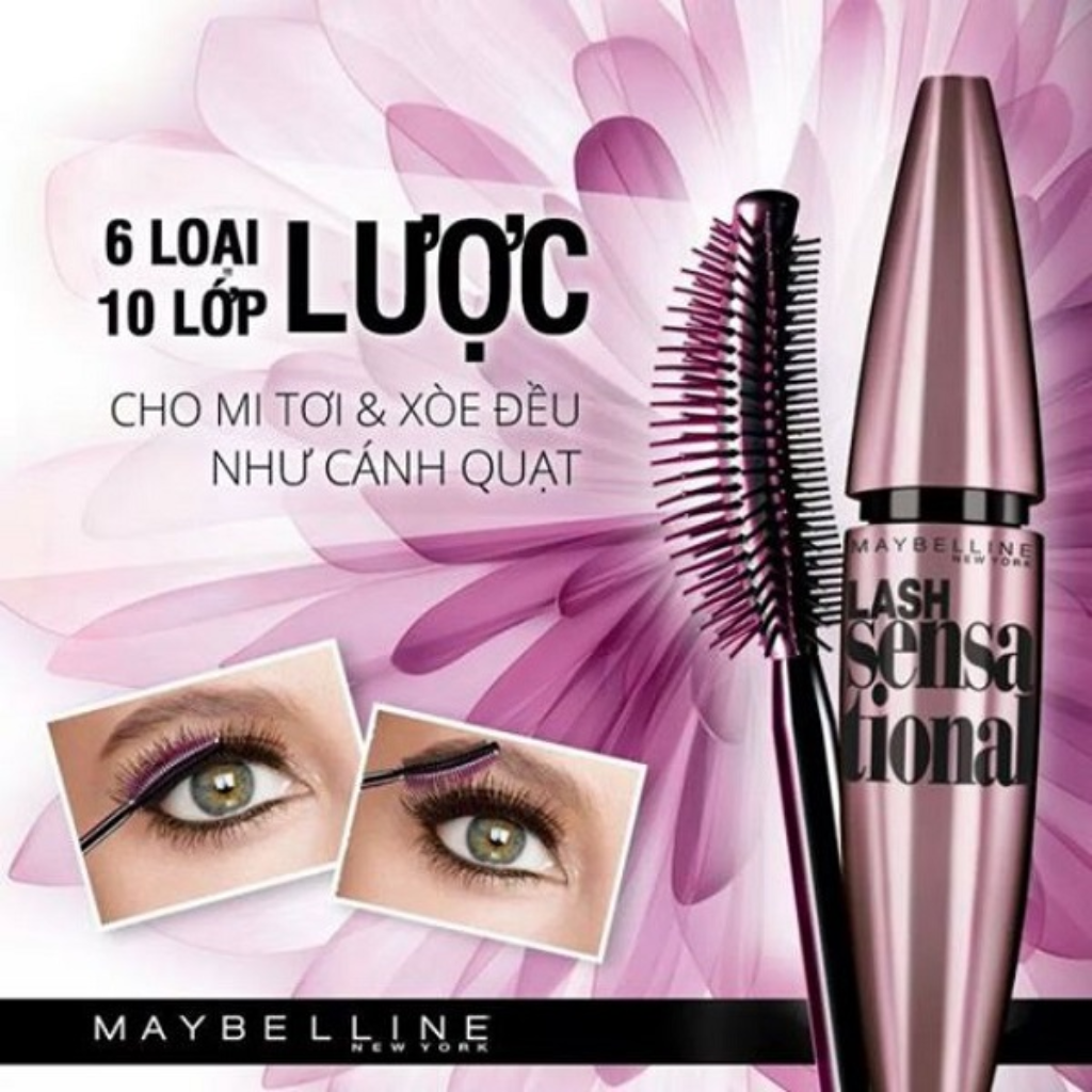 Maybelline Mascara Lash Sensational Waterproof Không Trôi 10ml D/C