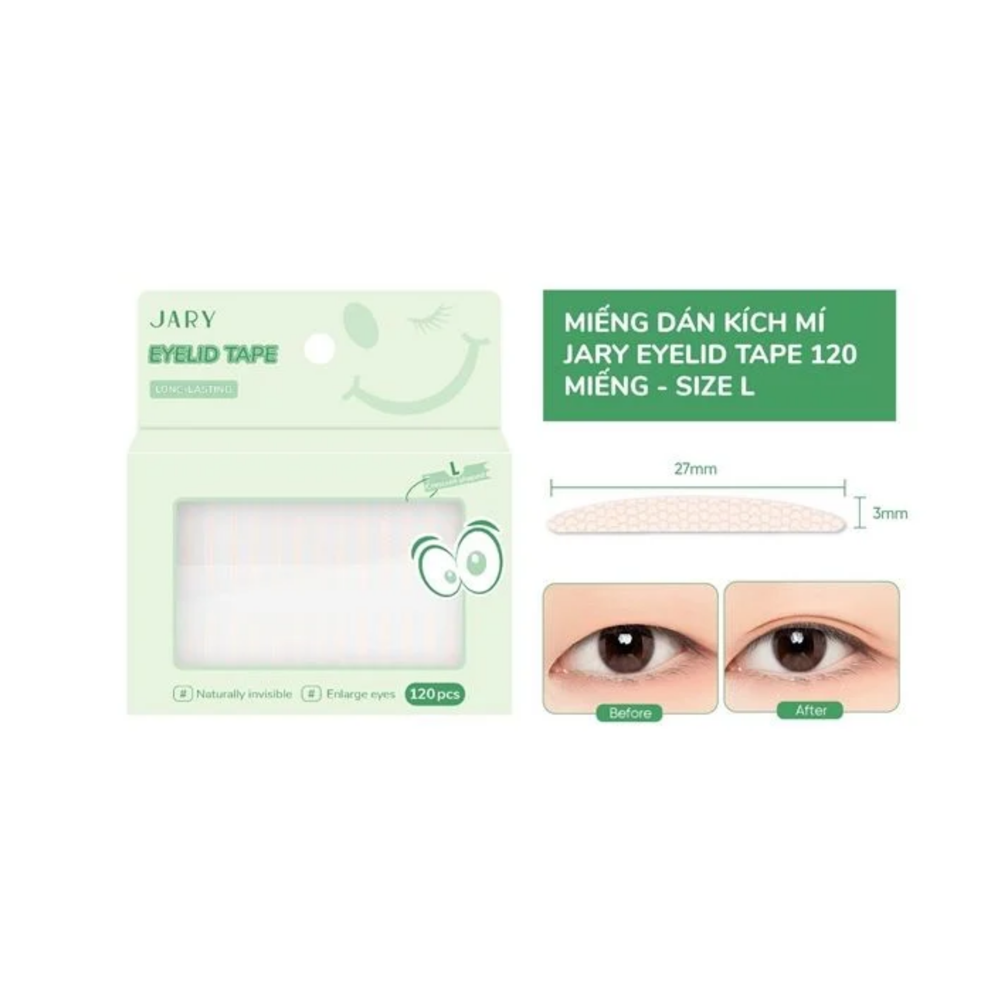 MIẾNG DÁN KÍCH MÍ JARY EYELID TAPE 40 MIẾNG - SIZE 0