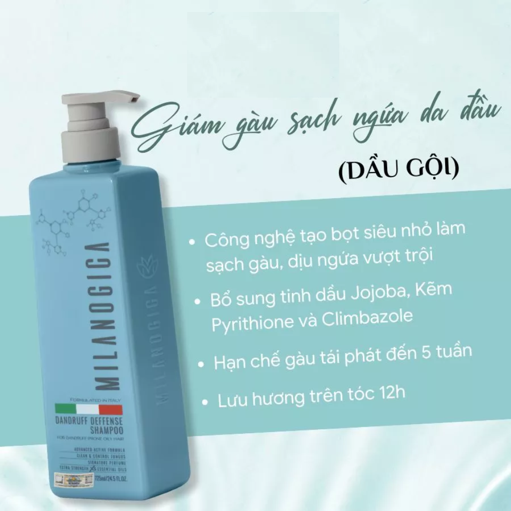 Milanogica Dầu Gội Dandruff Defense 725ml