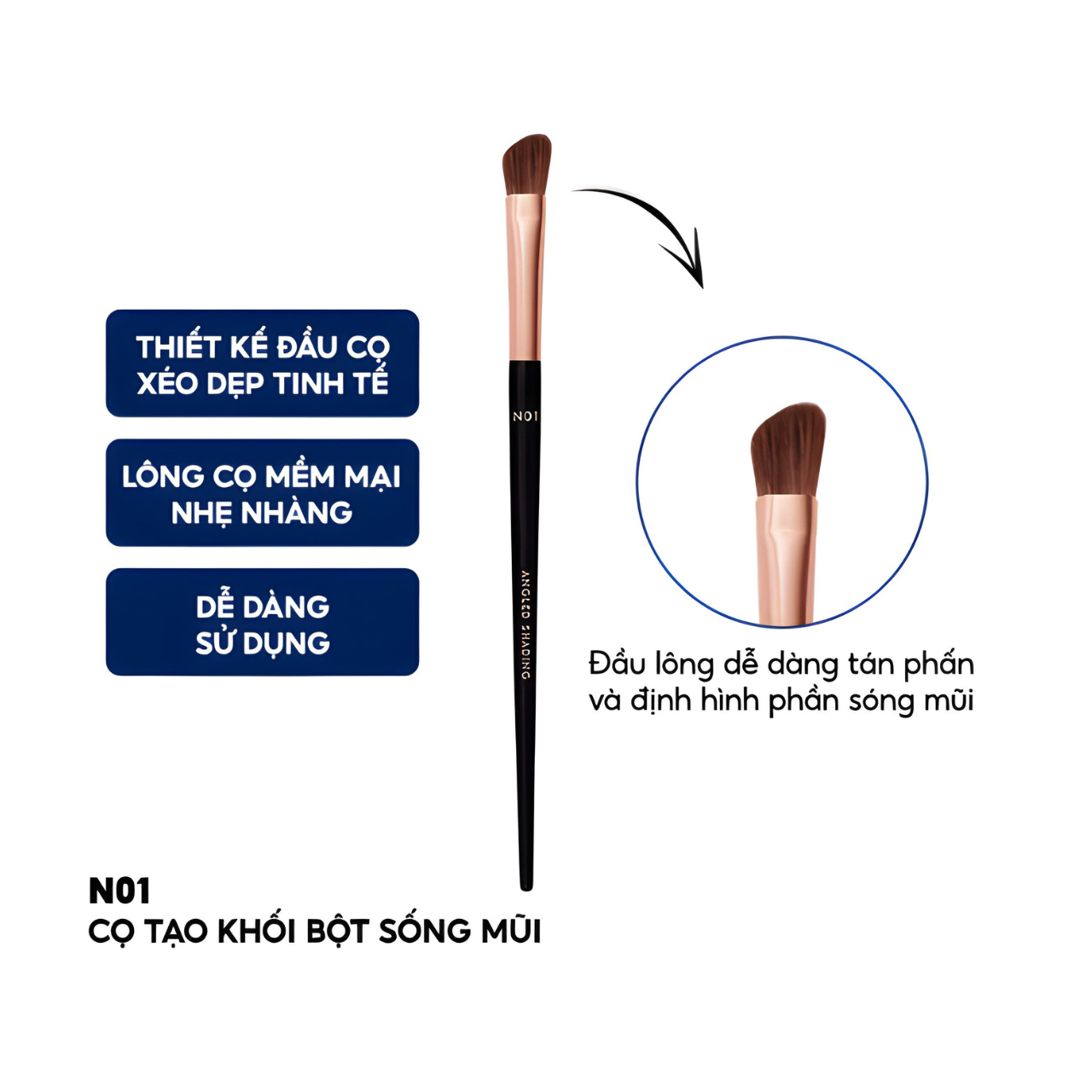 N01-Y24- VACOSI ANGLED SHADING BRUSH (CỌ KHỐI MŨI VACOSI (ĐẦU DẸP))