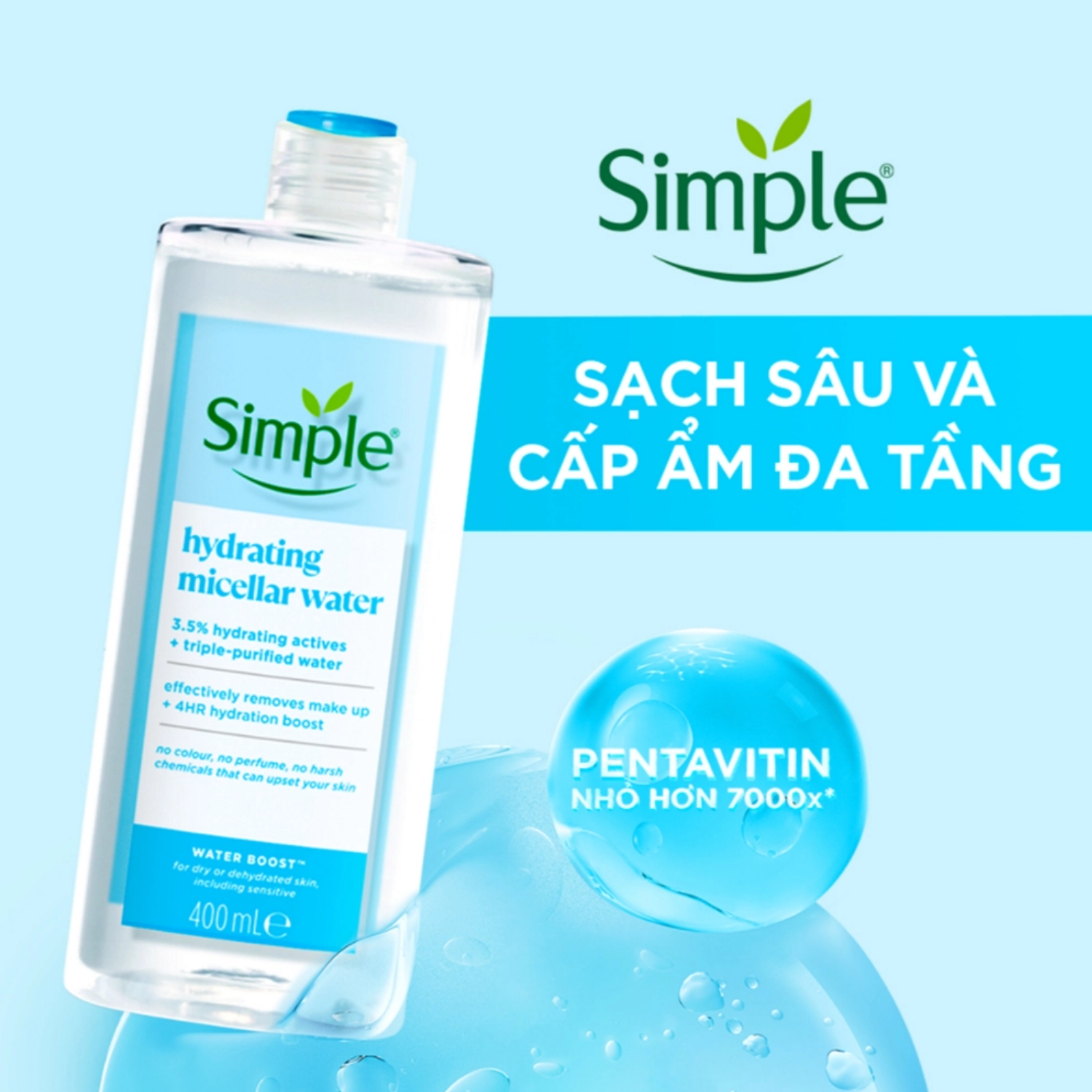 Simple Nước Tẩy Trang Hydrating Micellar Water Boost 400ml