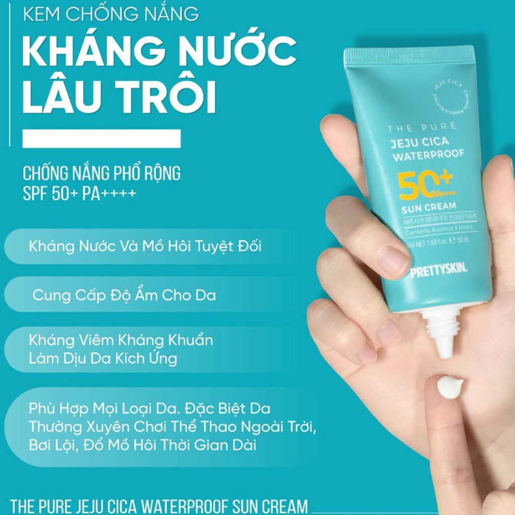 PrettySkin Kem Chống Nắng The Pure Jeju Cica Waterproof Sun Cream