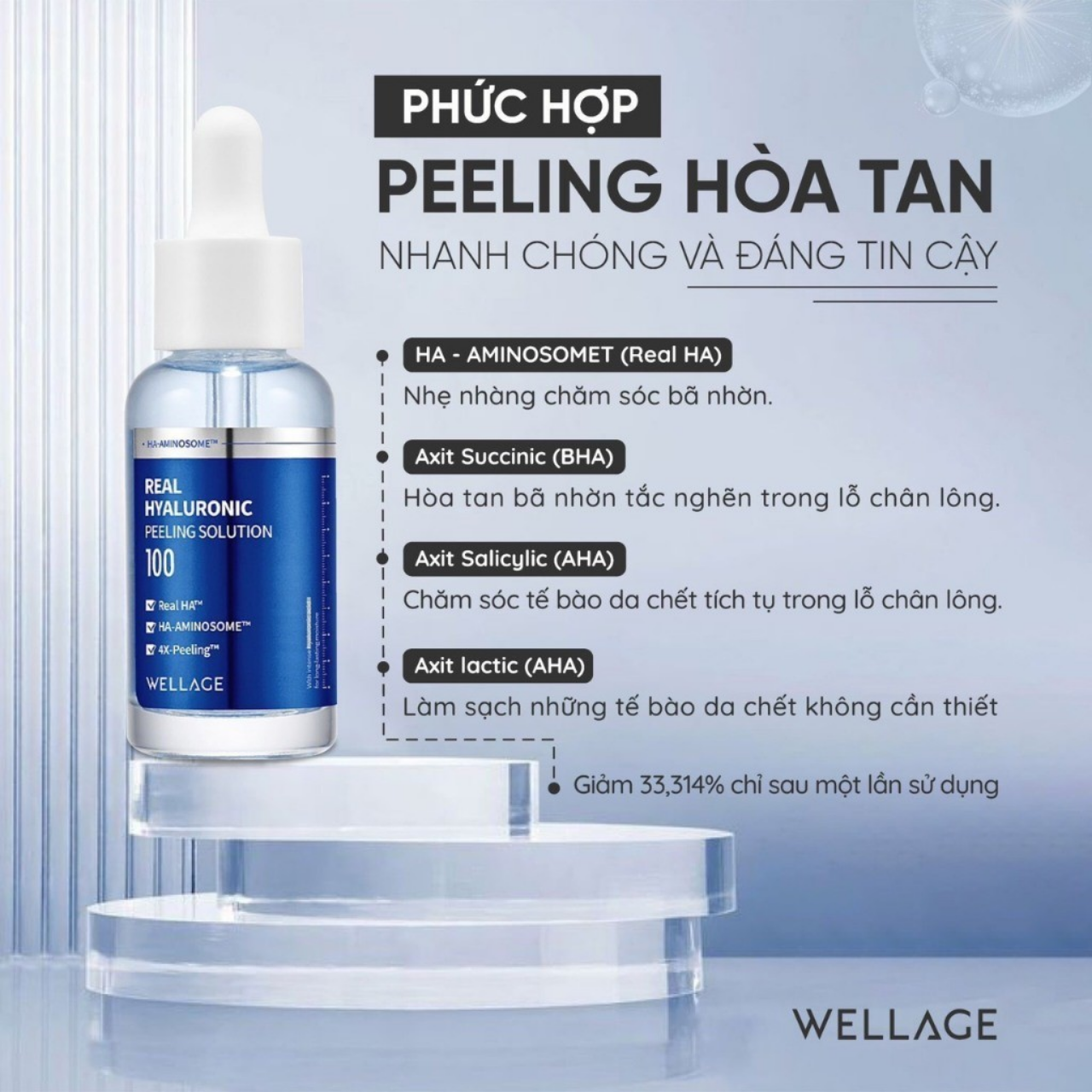 Tinh chất dưỡng da Wellage Real Hyaluronic Peeling Solution 30ml