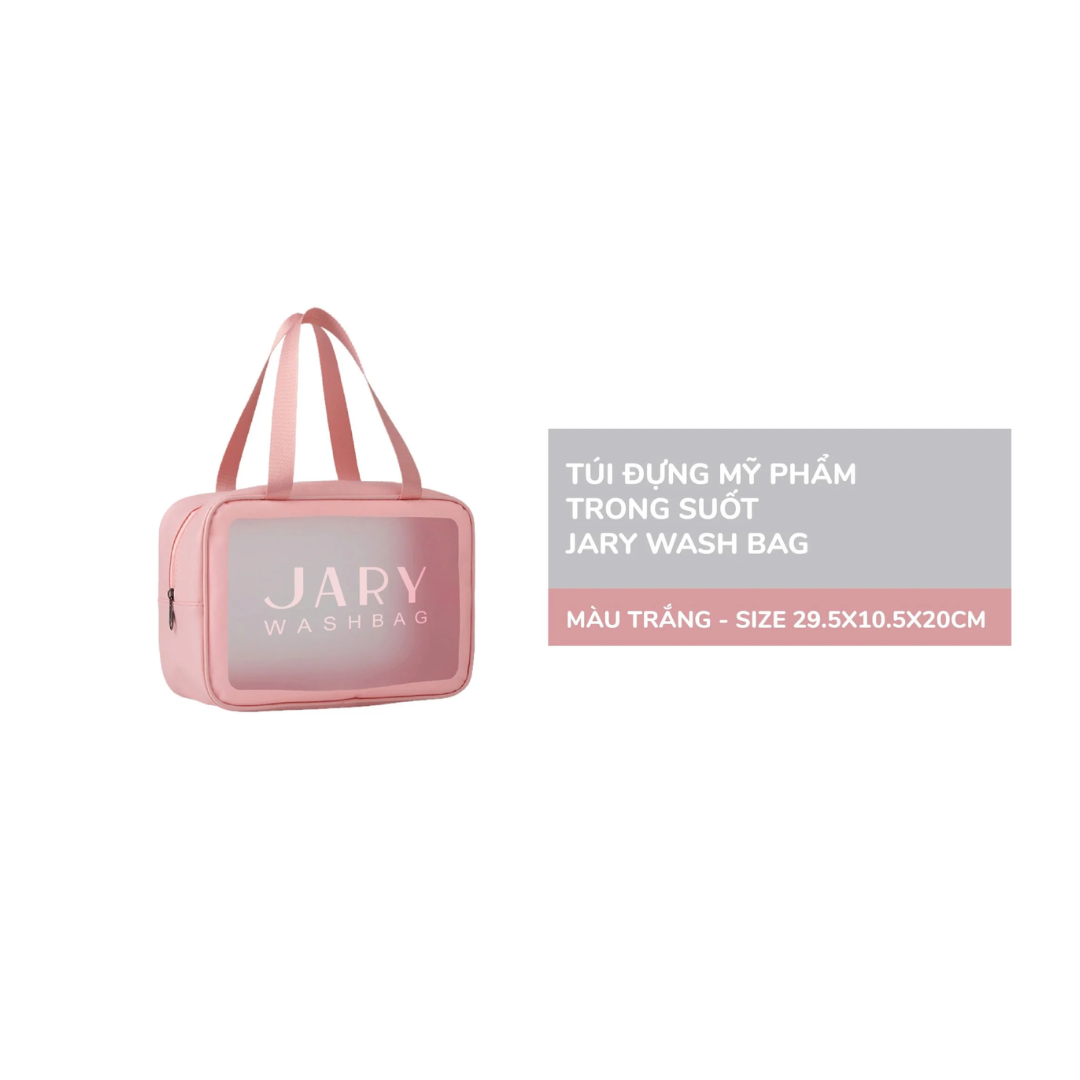 TÚI ĐỰNG MỸ PHẨM TRONG SUỐT JARY WASH BAG SIZE L - MÀU HỒNG