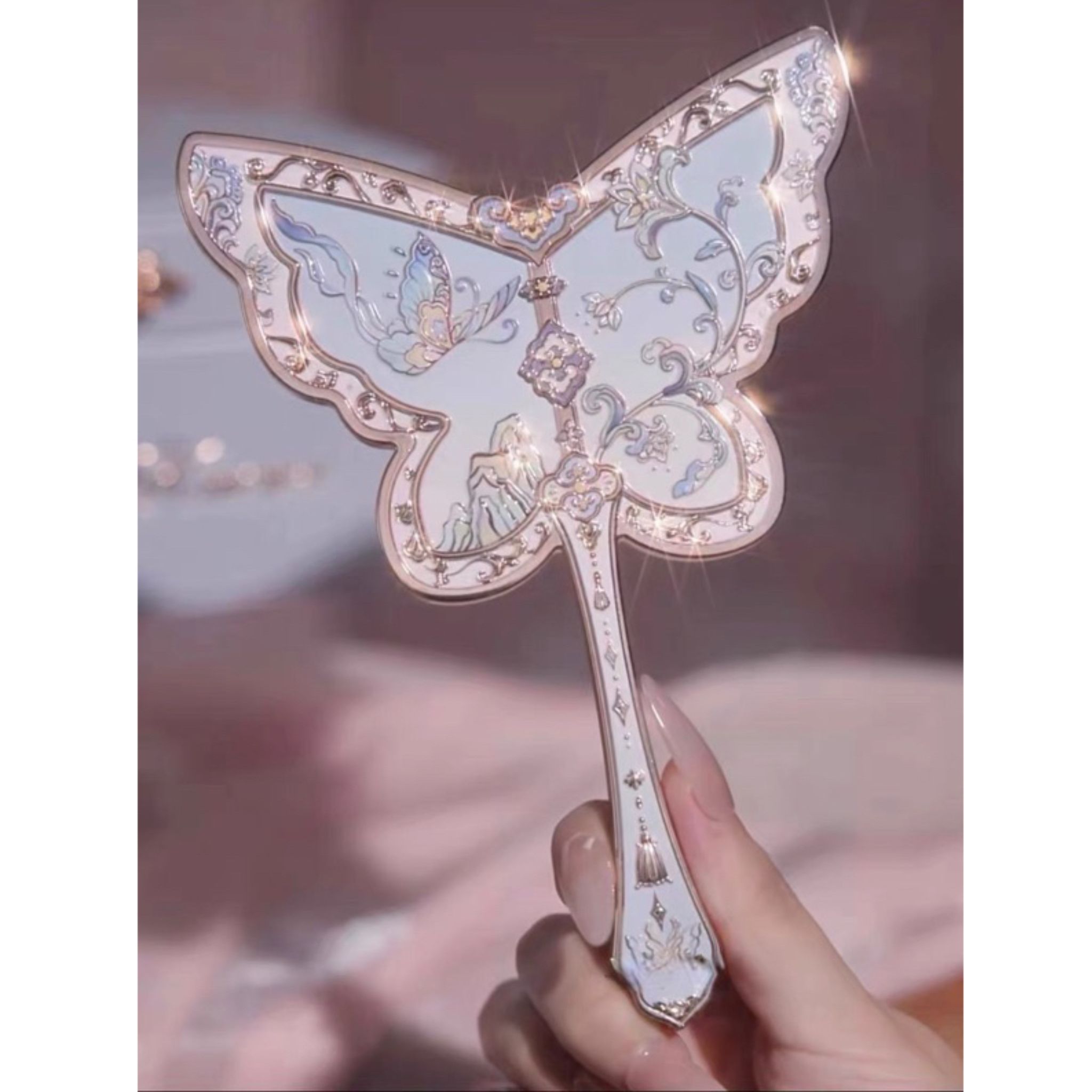 Flower Knows Gương 8th Anni Butterfly Hand Mirror - Sky Cyan ( Bướm Xanh )