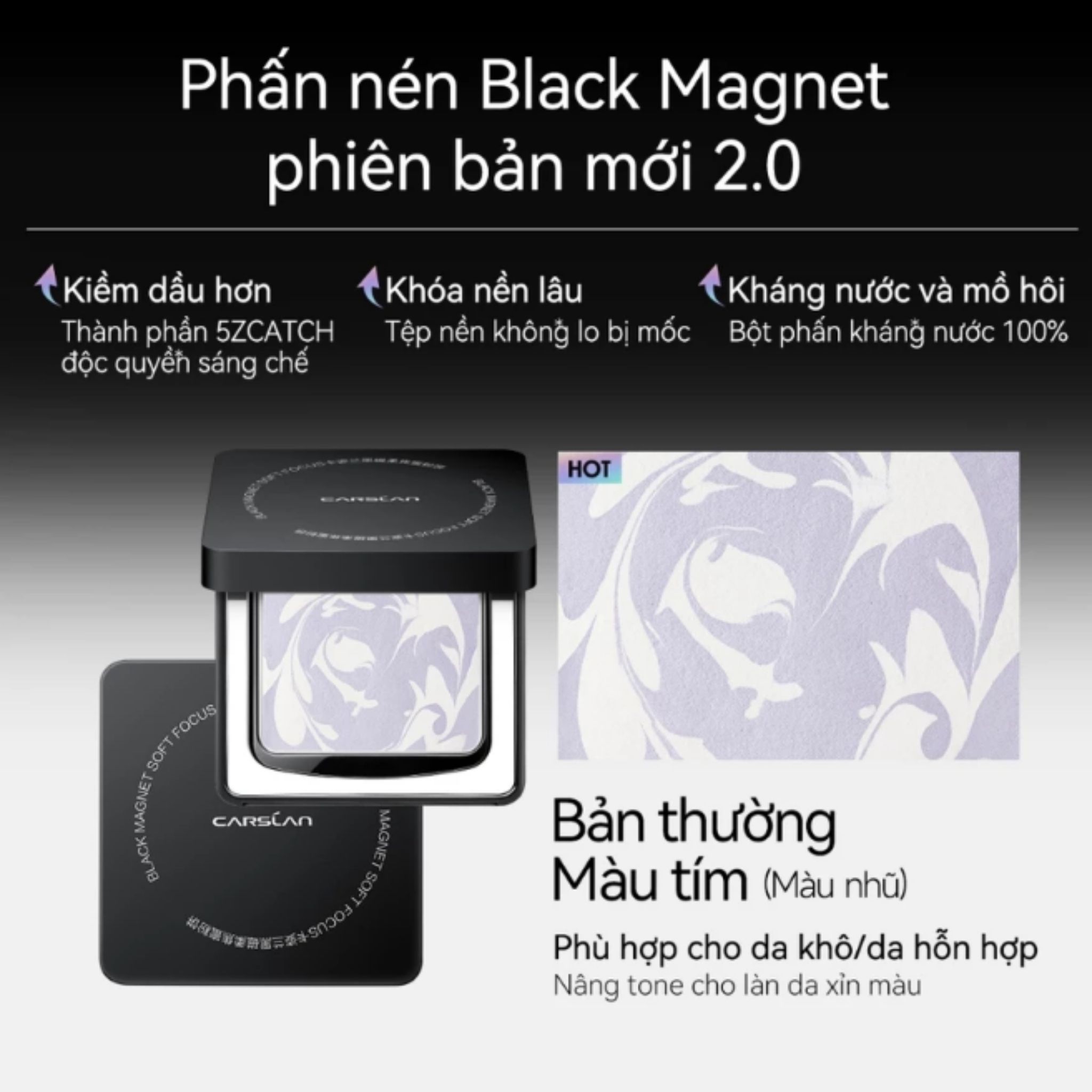 Carslan Phấn Phủ Dạng Nén 2.0 Black Magnet Soft Focus Powder ( Mẫu Mới )