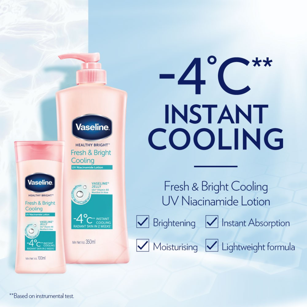 Vaseline Dưỡng Thể Healthy Bright Fresh & Bright Cooling UV Niacinamide Lotion 350ml