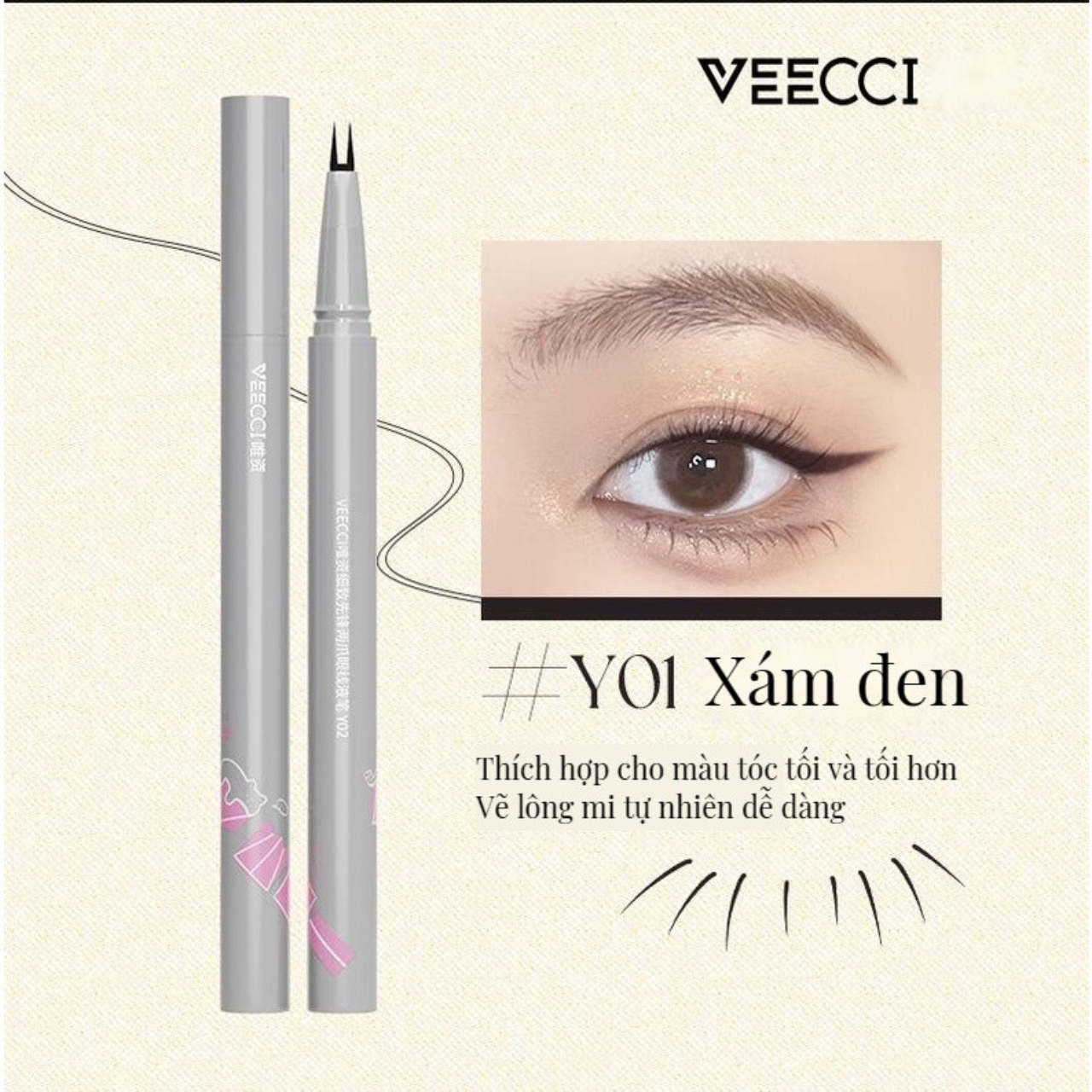 VEECCI Bút Kẻ Mắt Phẩy Sợi - #Y02