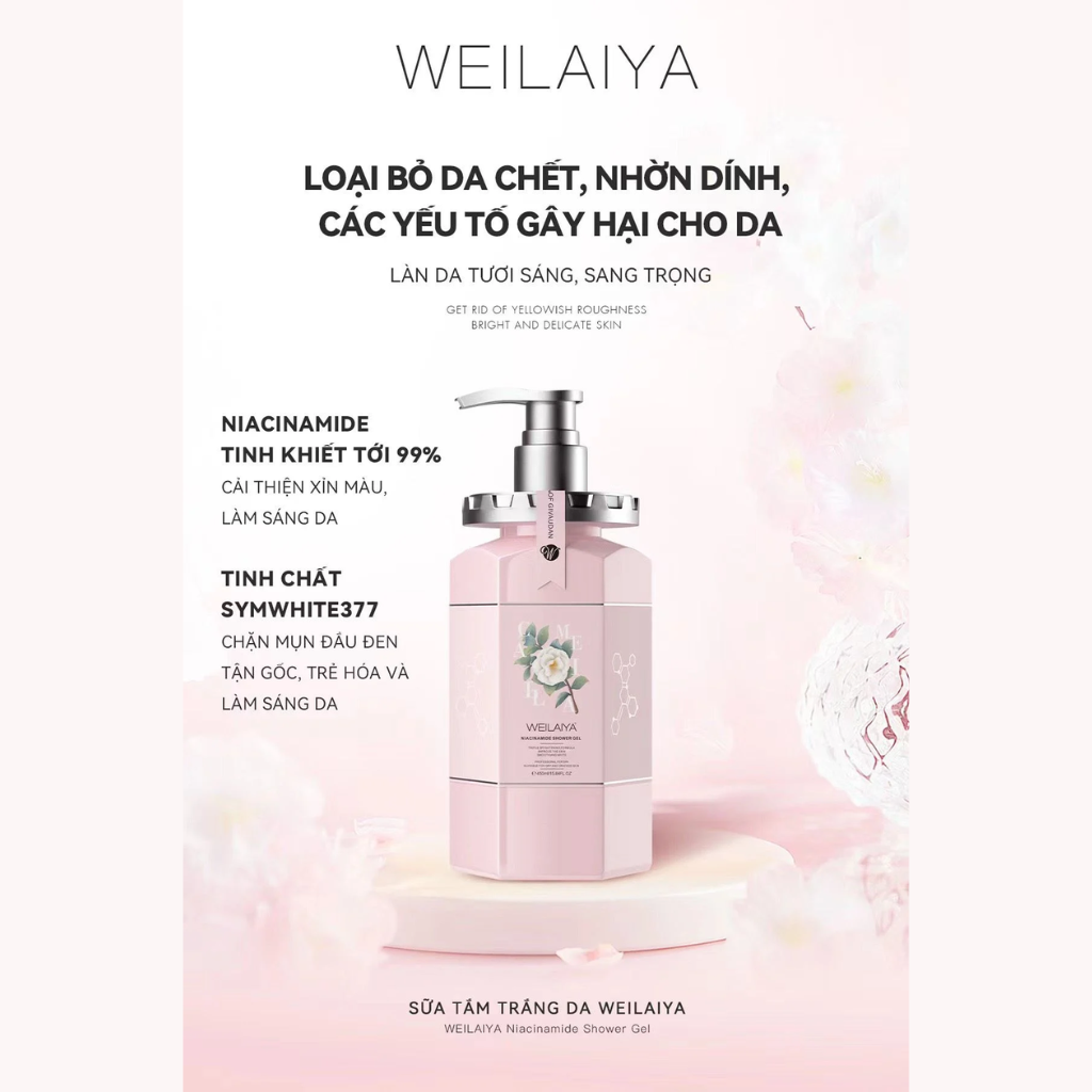 Weilaiya Niacinamide Sữa tắm hoa trà Shower Gel