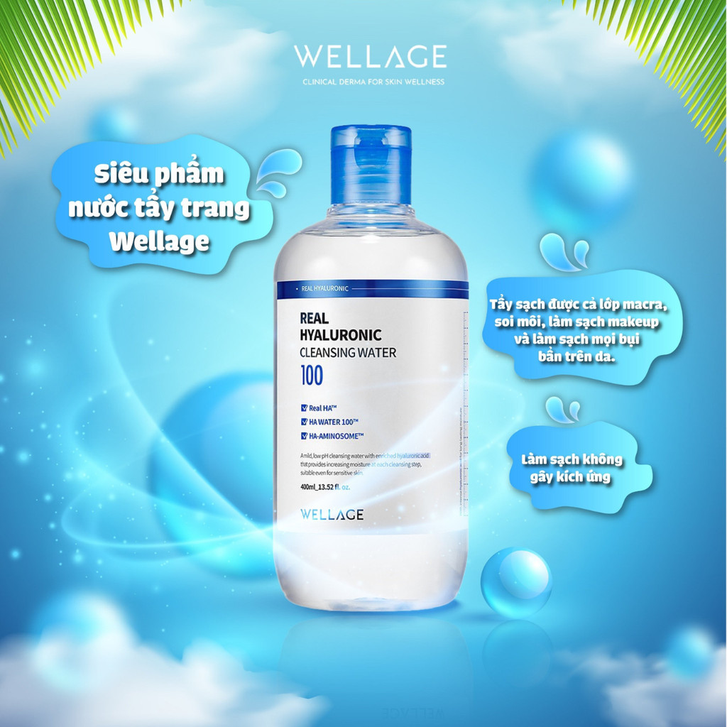 Wellage Tẩy Trang Real Hyaluronic Cleansing Water 100 400ml