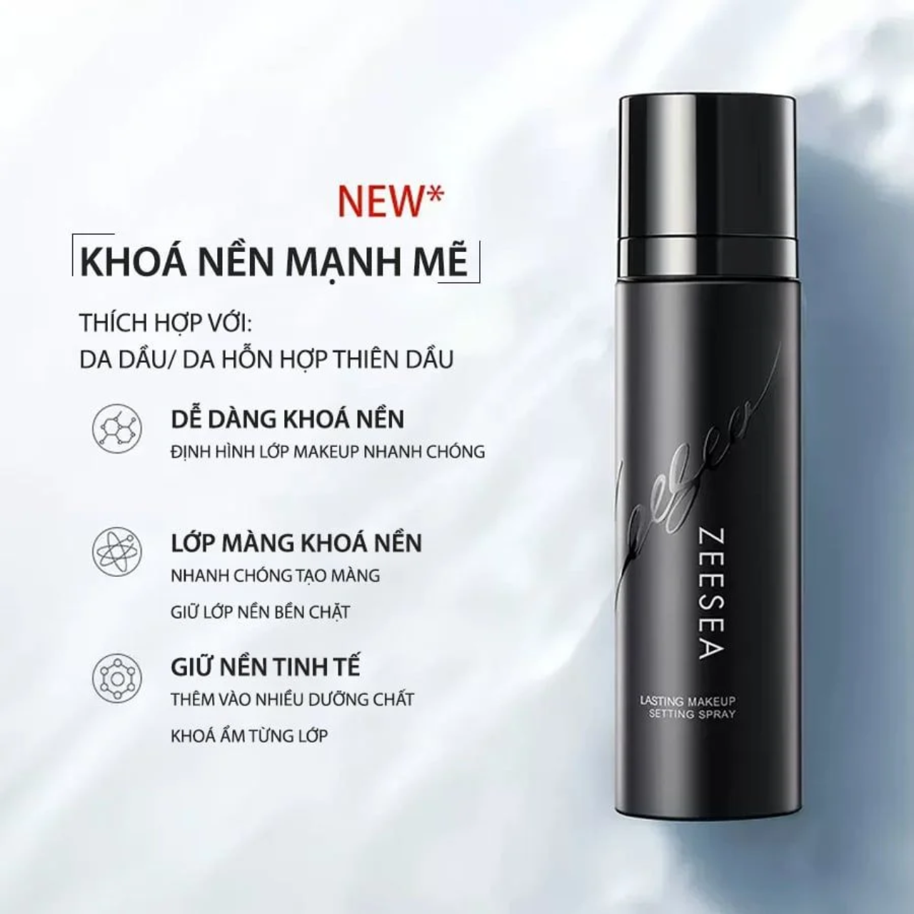 ZEESEA Xịt Khóa Nền  100ml - Hiệu Ứng Lì Lâu Trôi #Đen