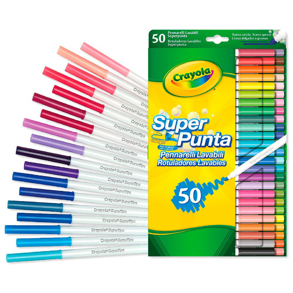 Crayola Super Tips Washable Markers, Assorted, 50 Markers