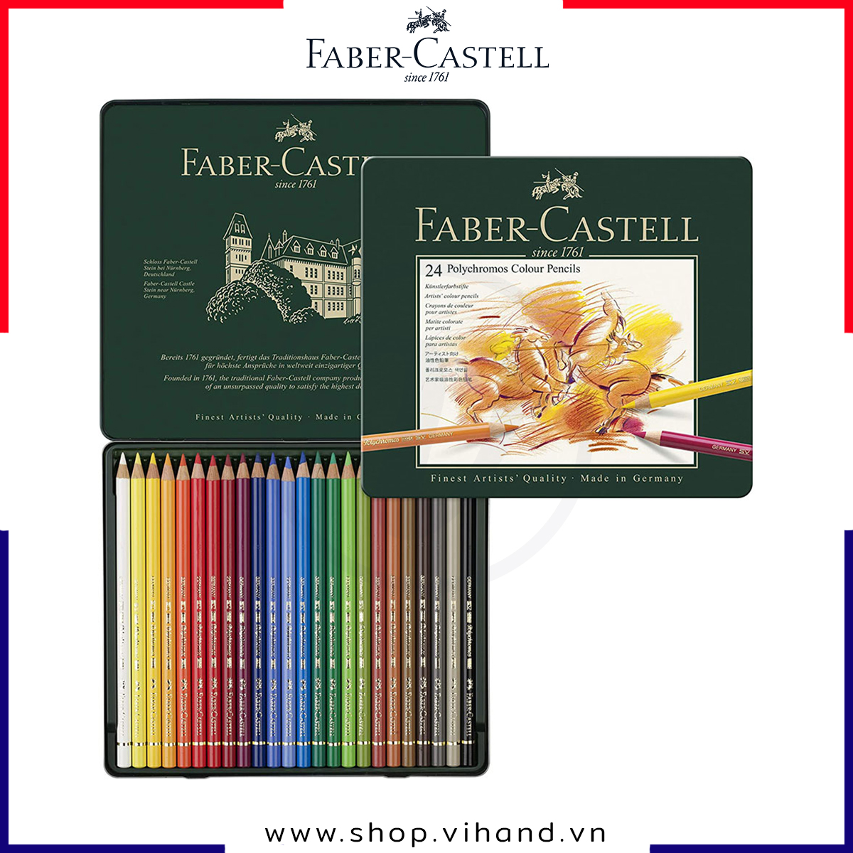 Bộ Bút Chì Màu Faber Castell Polychromos 24 Màu - Hộp Thiếc