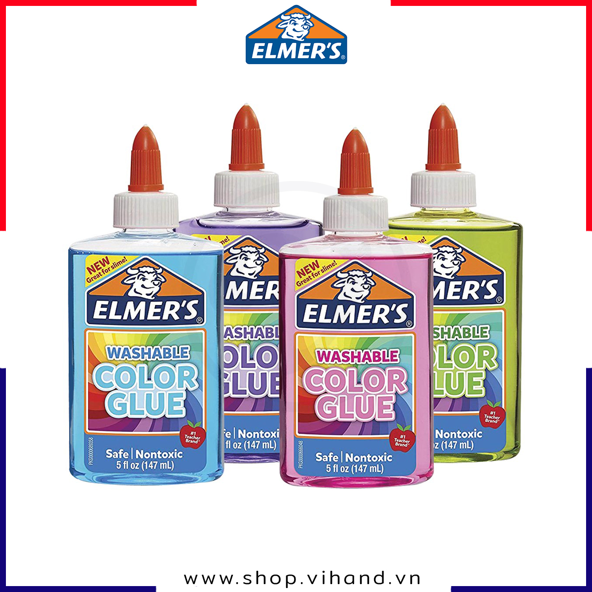 Keo dán trong suốt Elmer’s Washable Color Glue 147ml