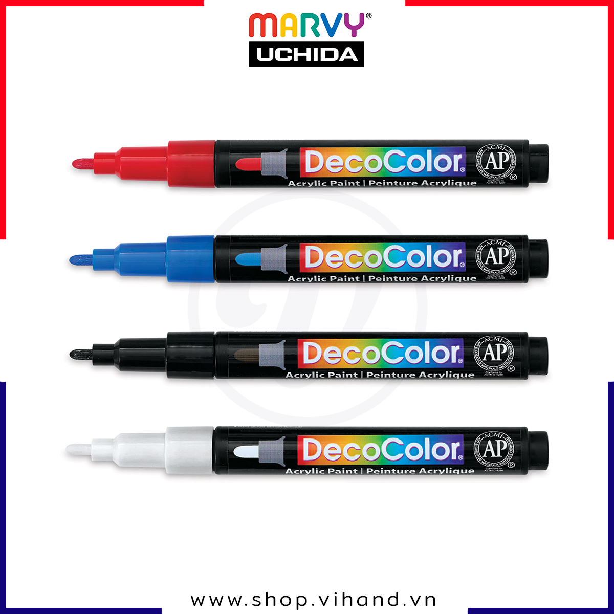 Bút sơn acrylic vẽ đa chất liệu Marvy Uchida DecoColor Fine #215 - Ngòi 1.4mm