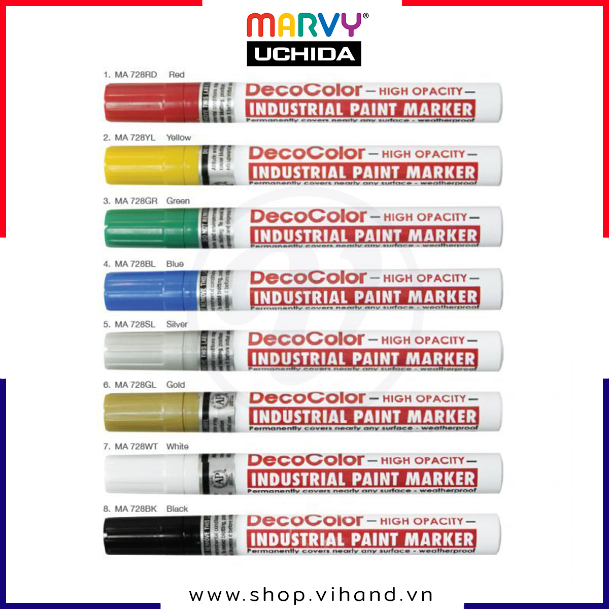 Bút sơn vẽ đa chất liệu, không xóa được Marvy Uchida DecoColor #728 - Ngòi 2.0mm