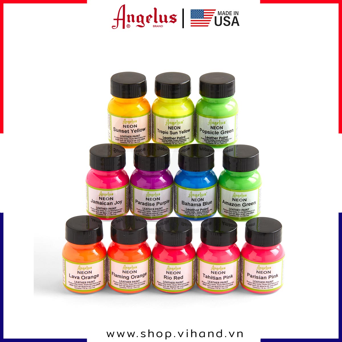 Màu vẽ da, vải Angelus Leather Paint Neon 29.5ml (1Oz)