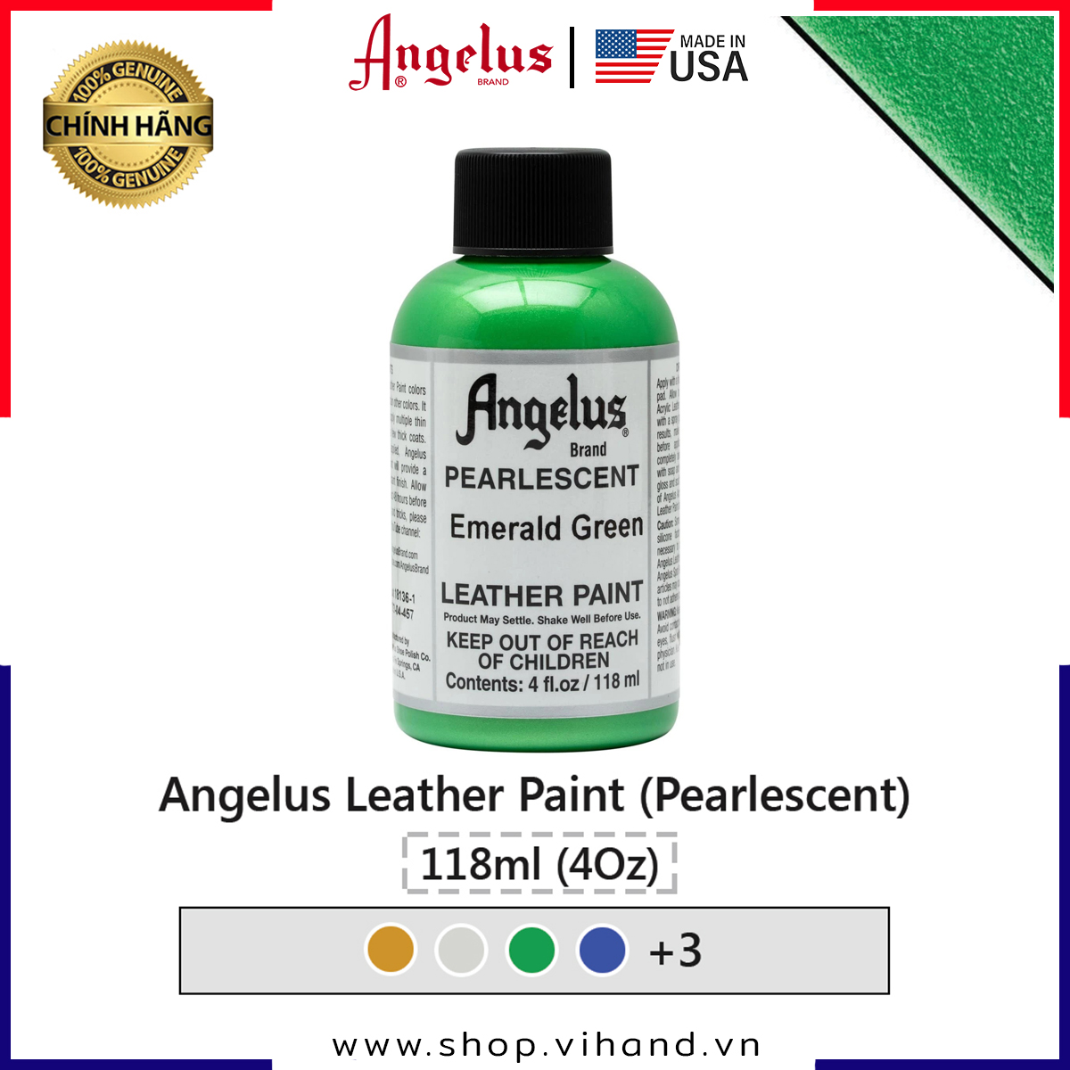 Màu vẽ da, vải Angelus Leather Paint Pearlescent 118ml (4Oz)