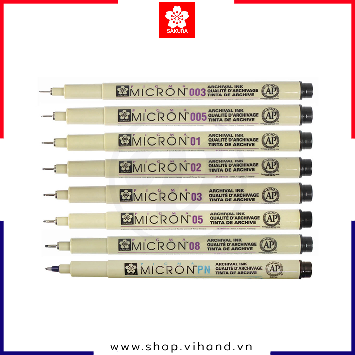 Bút line đi nét vẽ kỹ thuật đủ size Sakura Pigma Micron - Màu đen