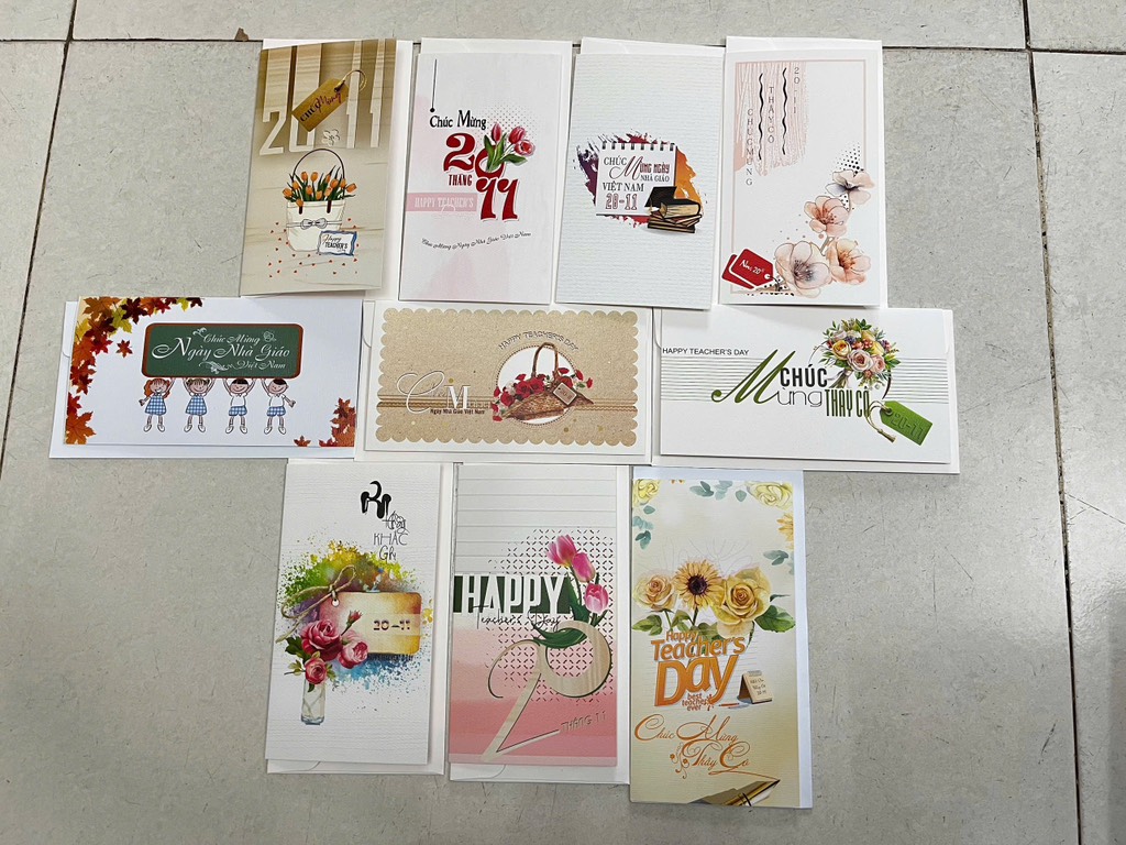 Set 10 Thiệp Giấy 20/11 Trung
