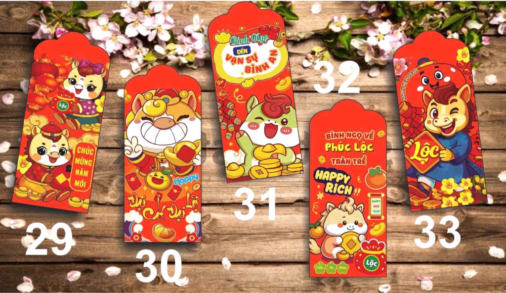 SET Bao Lì Xì Đủ Mẫu ( khoảng 100c)
