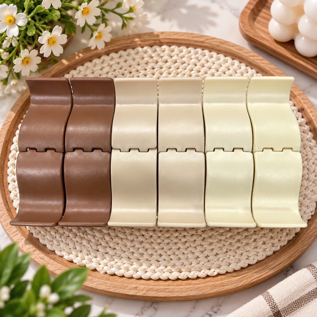 Set 12 Kẹp Càng Cua 5 Răng Trà Sữa Vuông RCCC255
