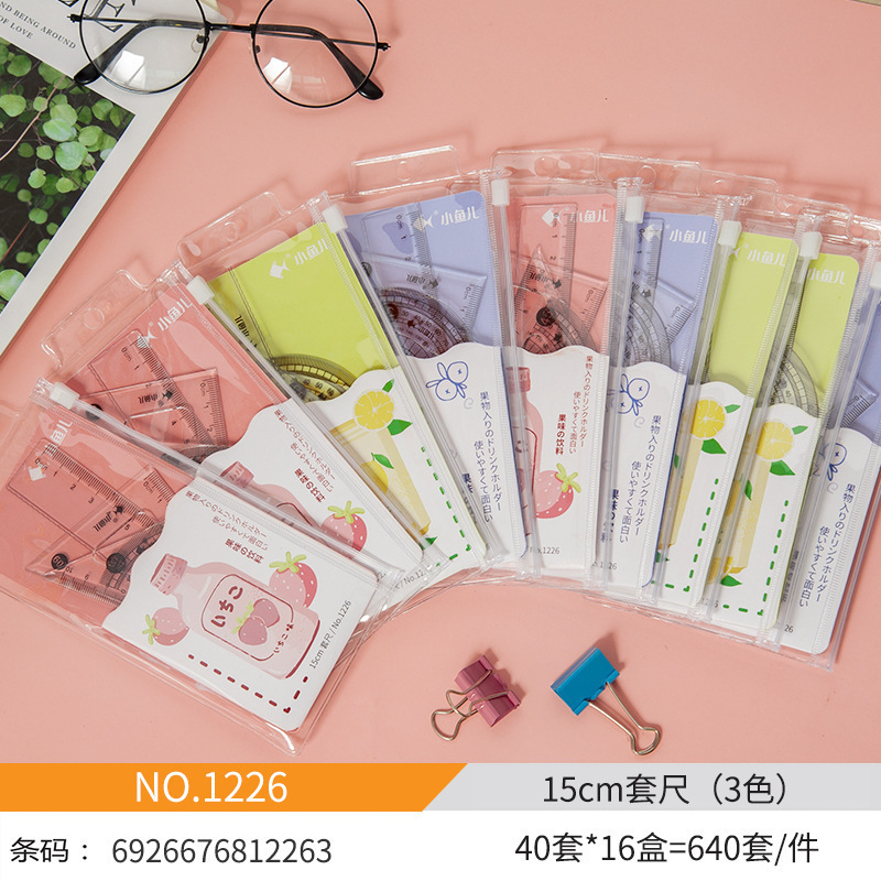 Bộ Thước Thước Kẻ Học Sinh Bằng Nhựa Trái Cây 15cm RCTH3003