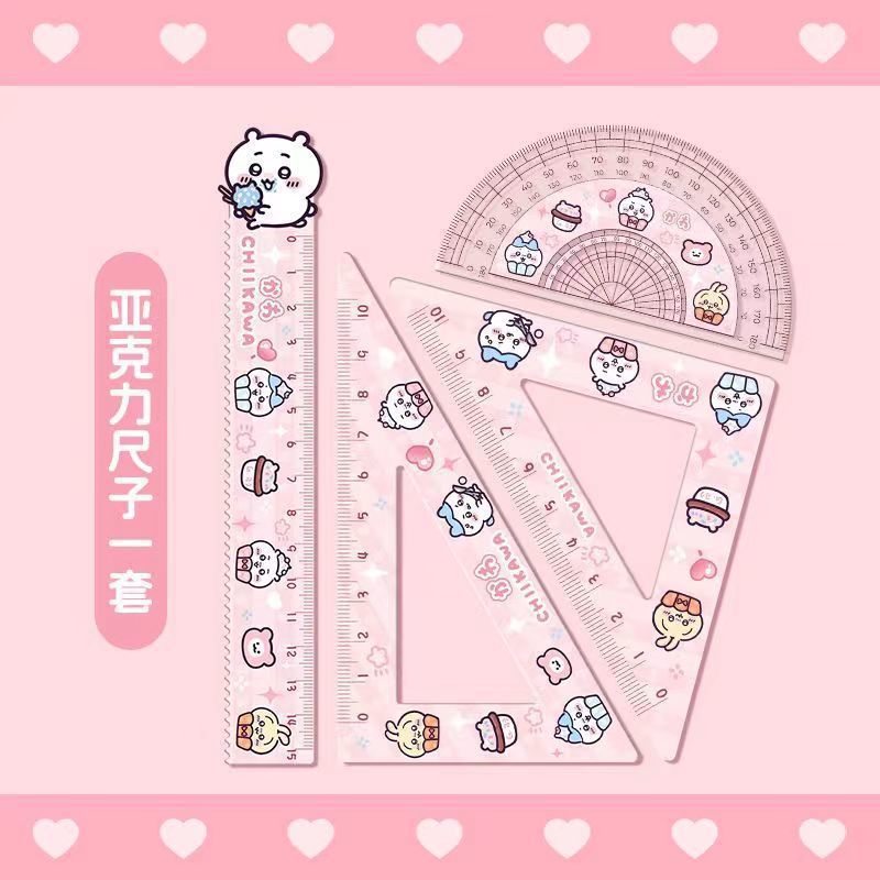 Set 10 Bộ 4 Thước Thước Kẻ Học Sinh Bằng Nhựa Hoạt Hình RCTH2784