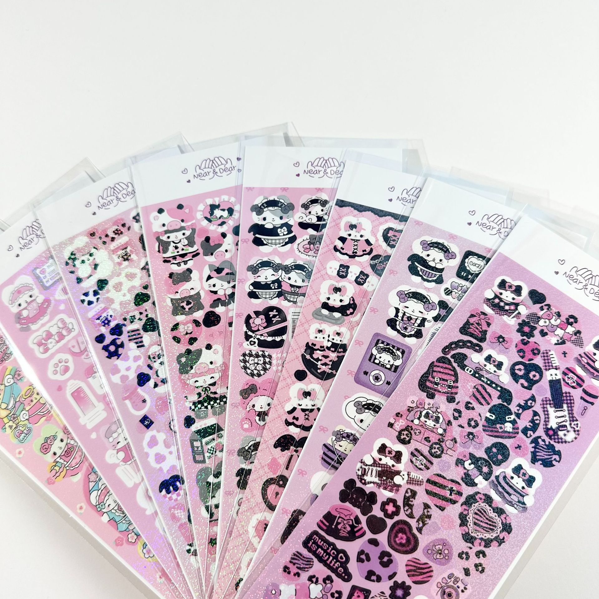 Set 10 Sticker Đen Hồng RC3960