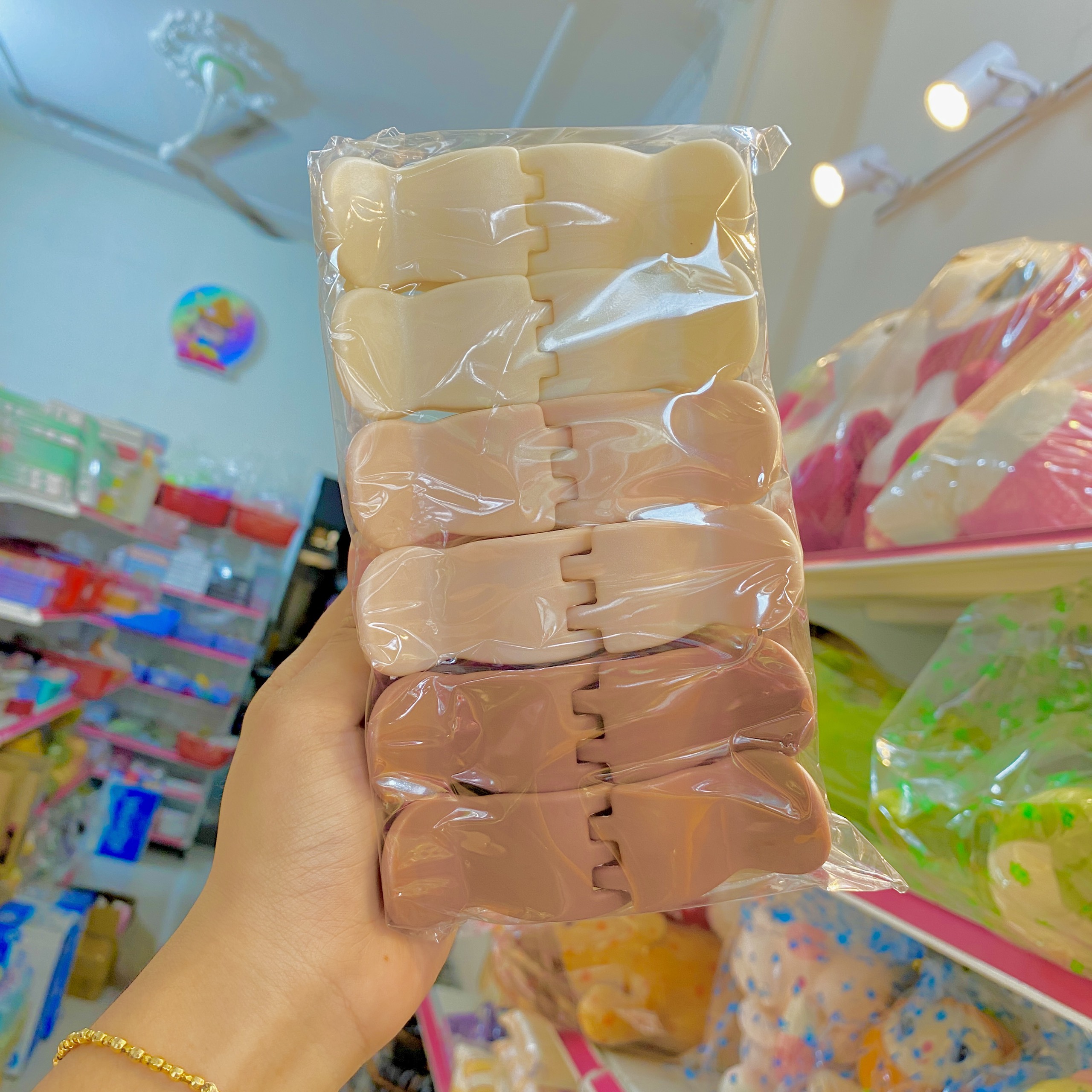 Set 12 Kẹp Càng Cua Bầu 5 Răng ( Trà Sữa) ND01804