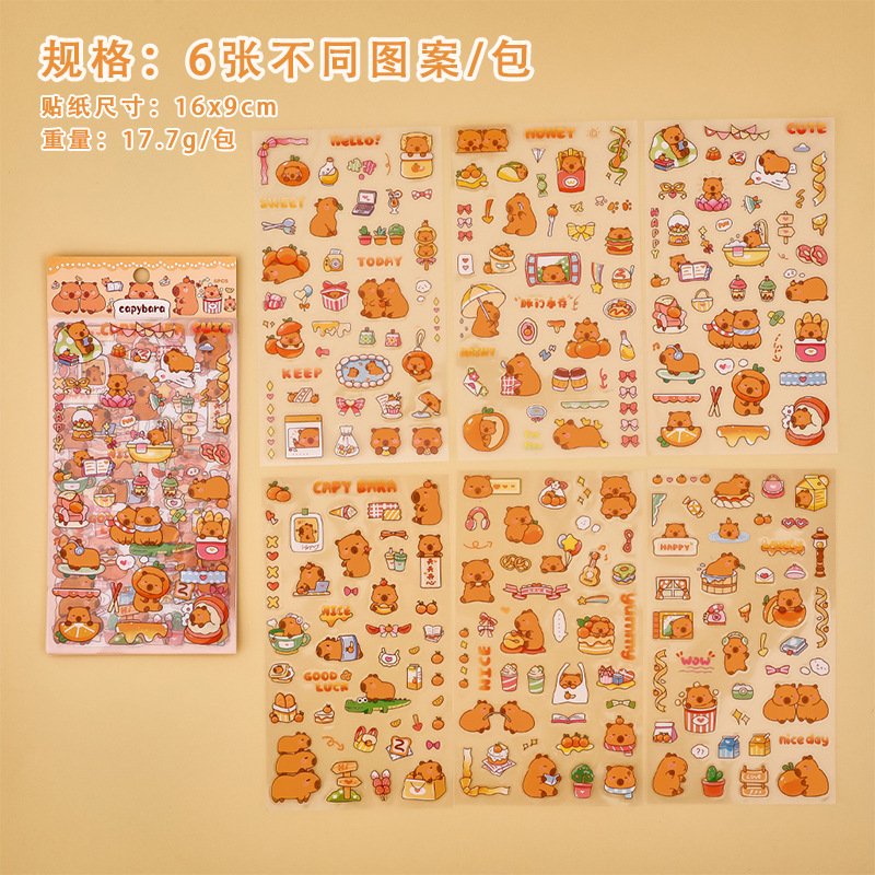 SET 10 Sticker 6 Tấm CapyBara ND0227