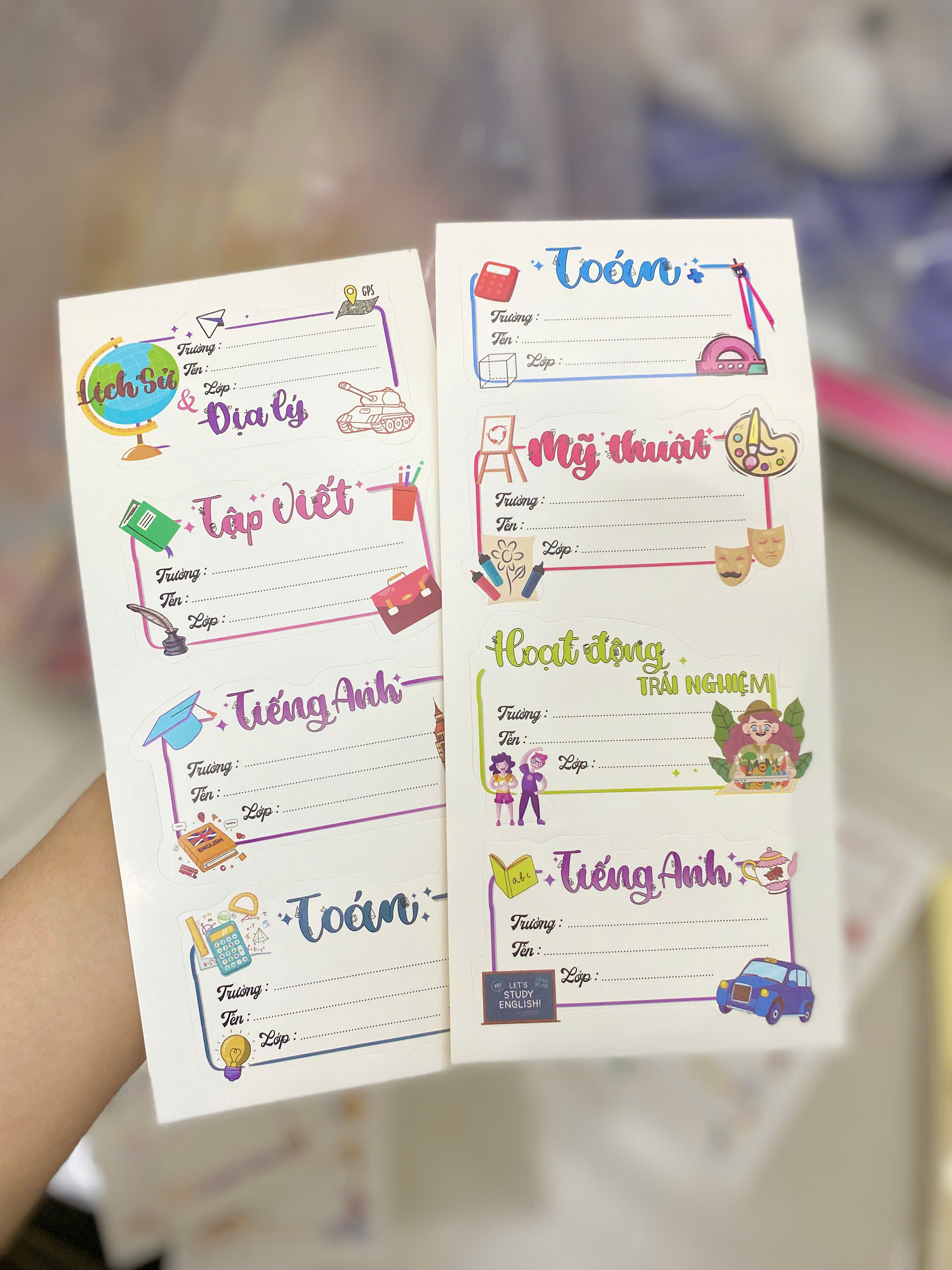 Bịch 5 Tấm Nhãn Vở