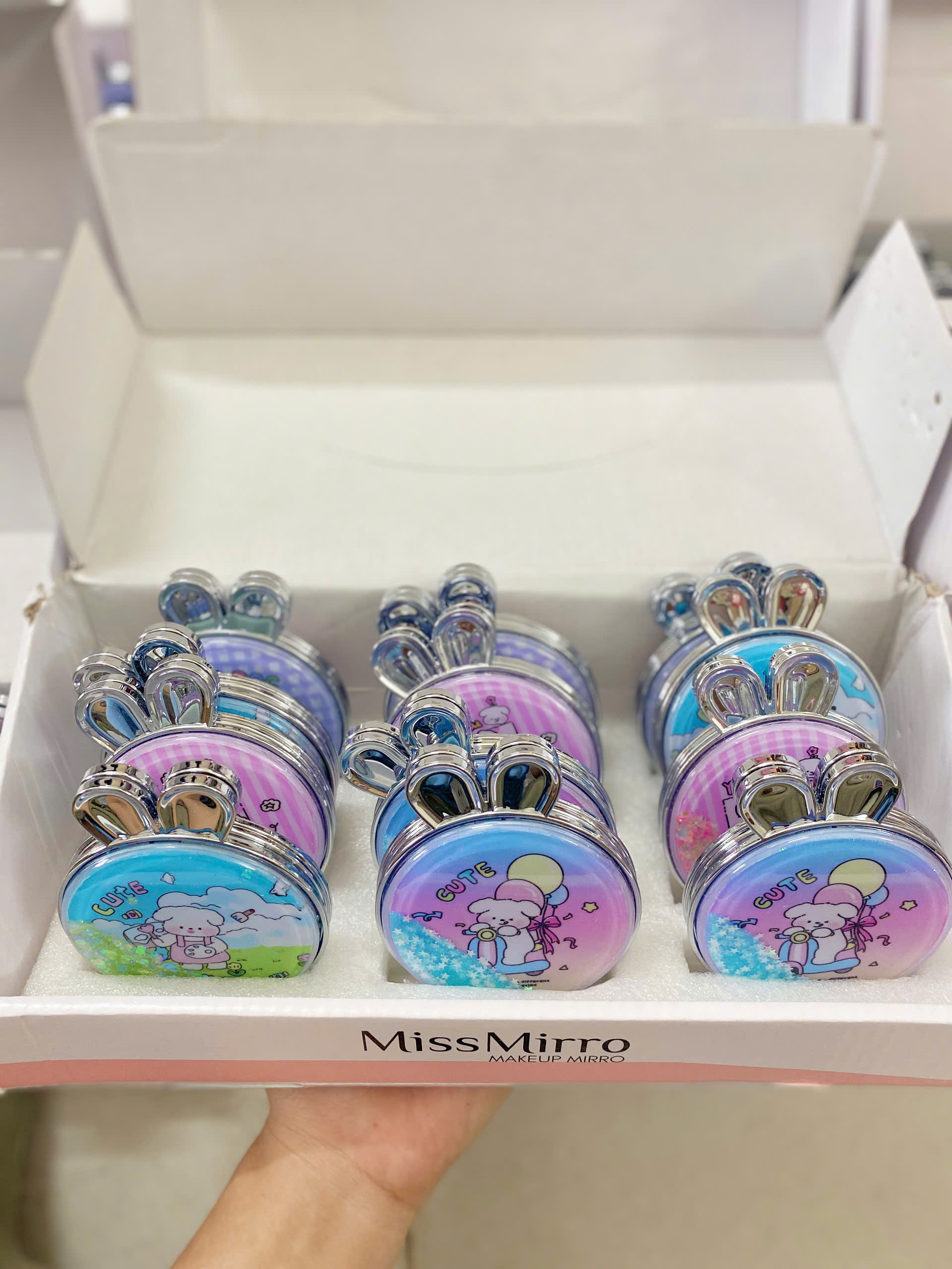 Hộp 12 Gương Tai Thỏ Nhũ G01