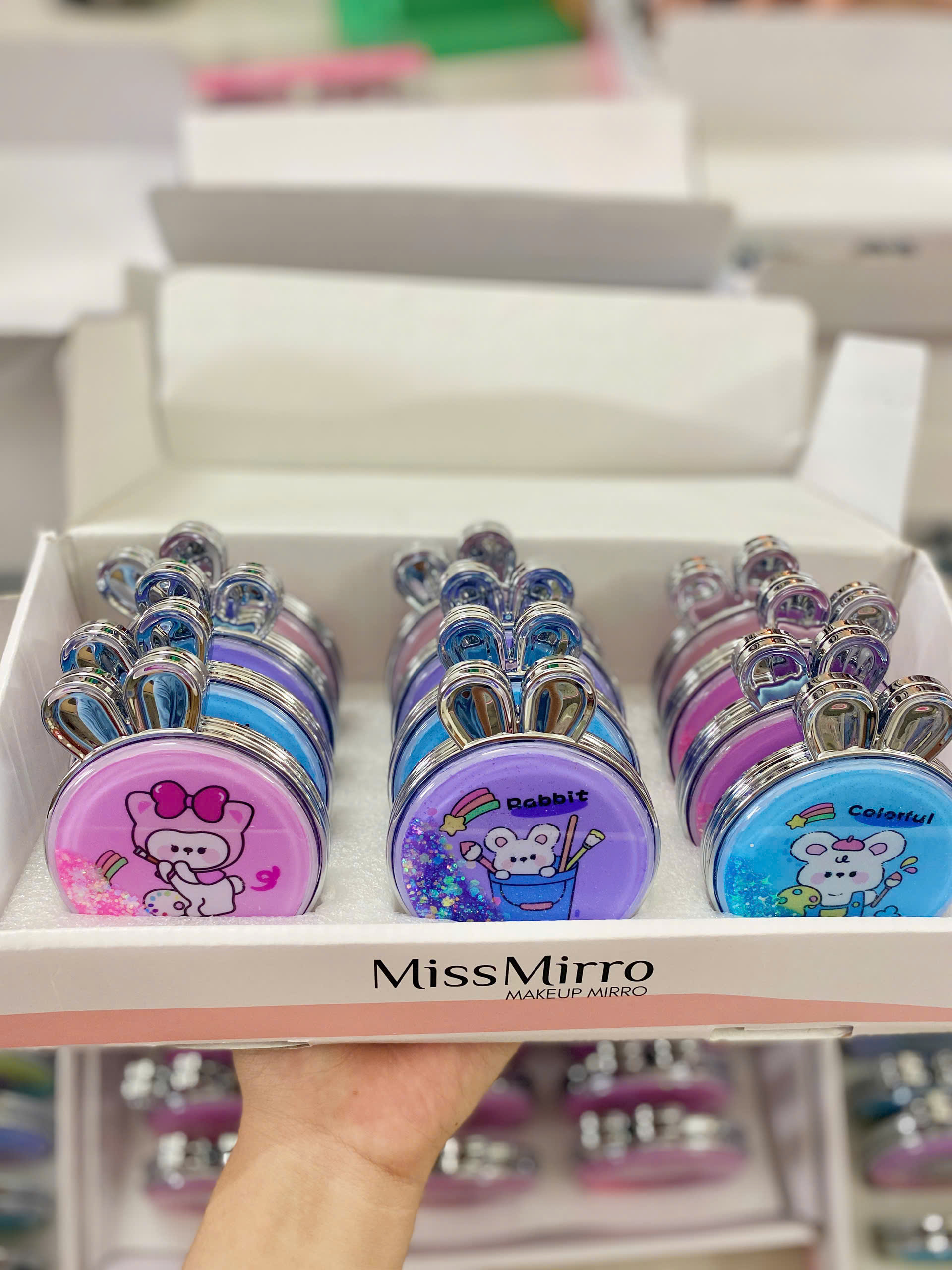 Hộp 12 Gương Tai Thỏ Nhũ G01