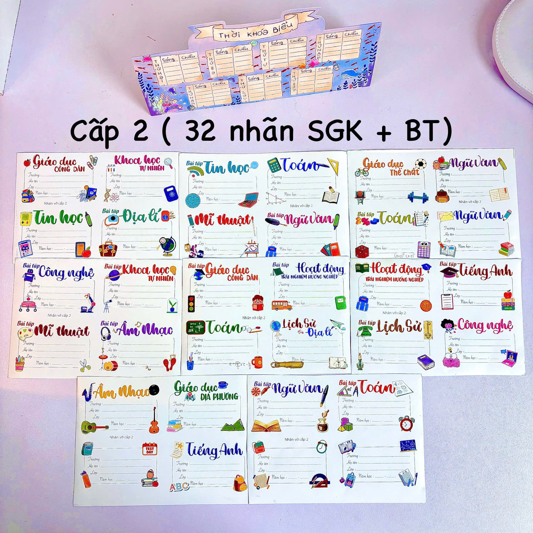 SET 32 Nhãn Vở Cấp 2