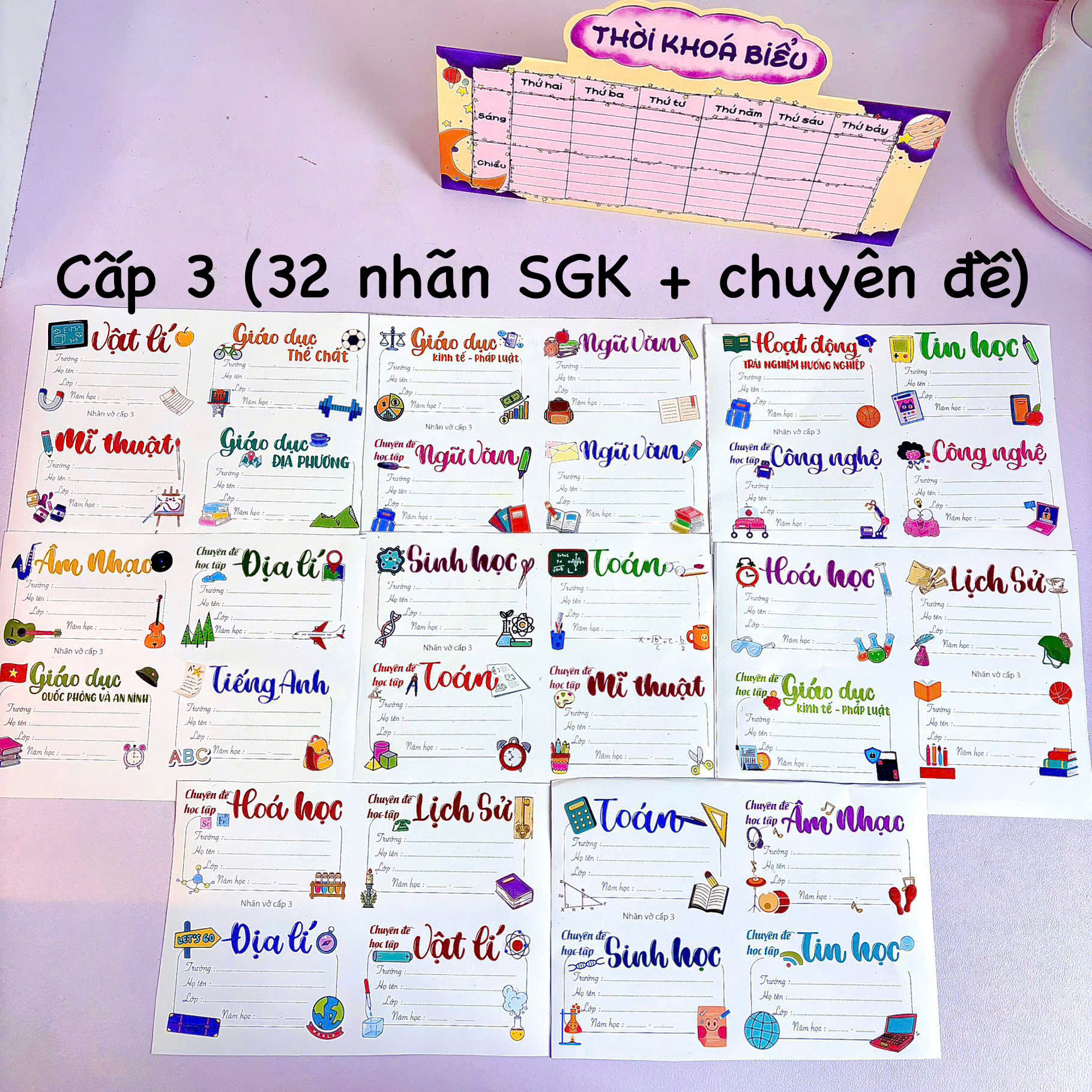 SET 32 Nhãn Vở Cấp 3
