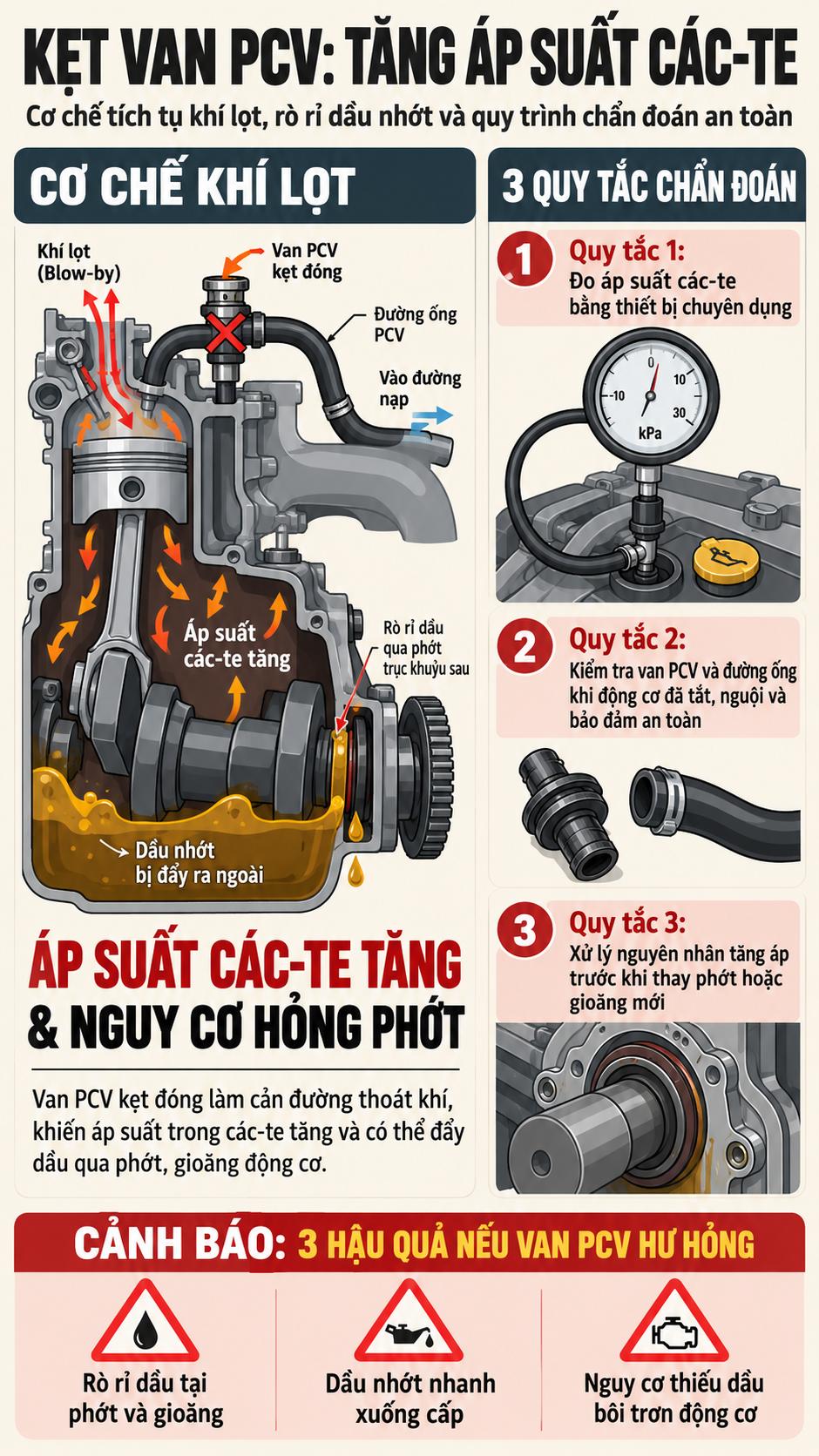 Cấu tạo van thông gió các-te PCV và bài test nắp châm nhớt bằng tờ giấy ăn