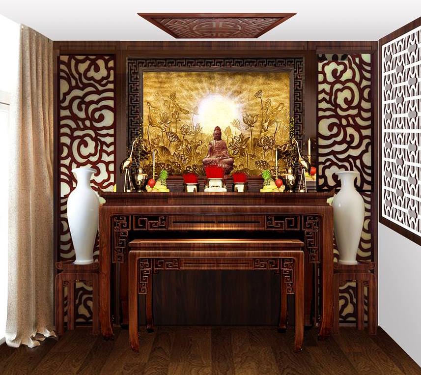 Tủ thờ gỗ gụ phong cách hiện đại