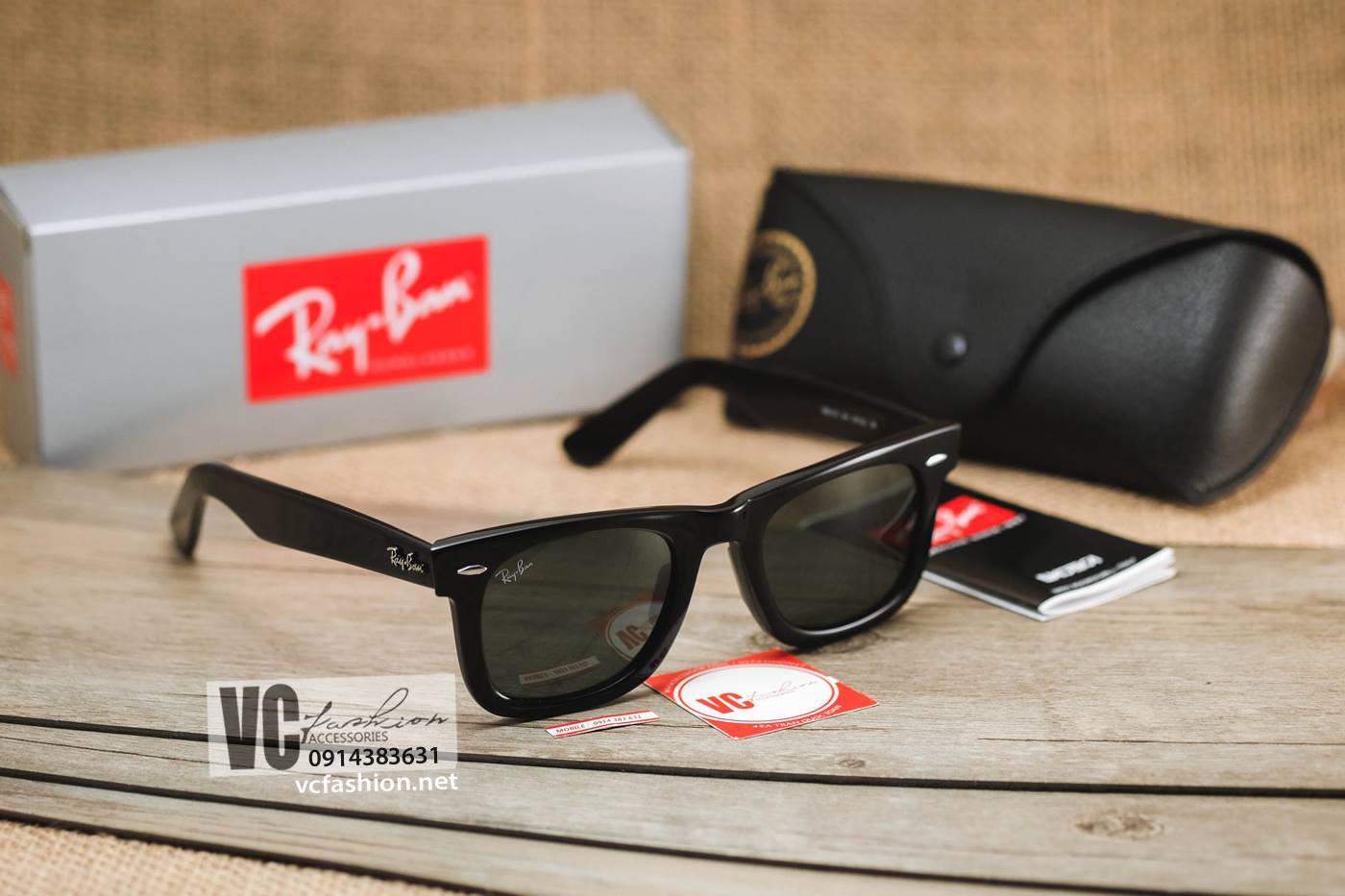 RB WAYFARER 2140 ĐEN BÓNG SIZE 50 VC Fashion