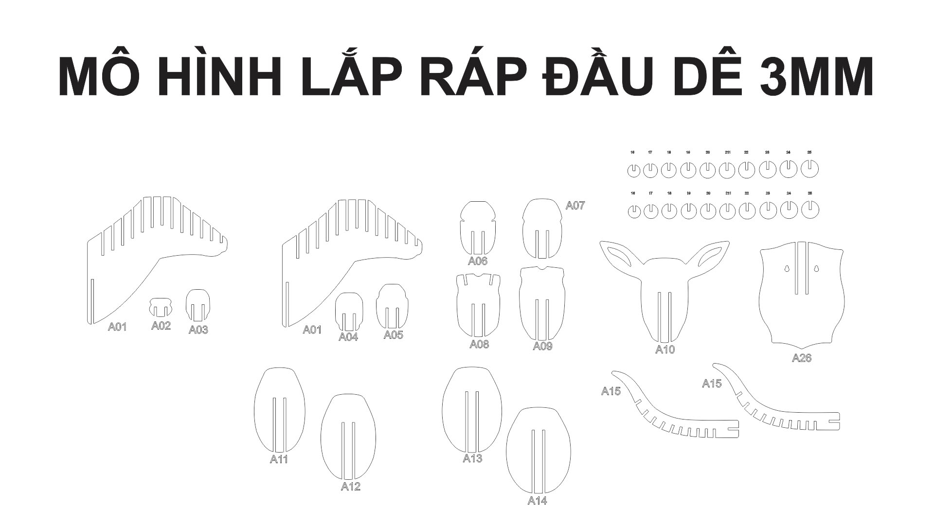 CNC mẫu mô hình lắp ghép hình đầu con dê