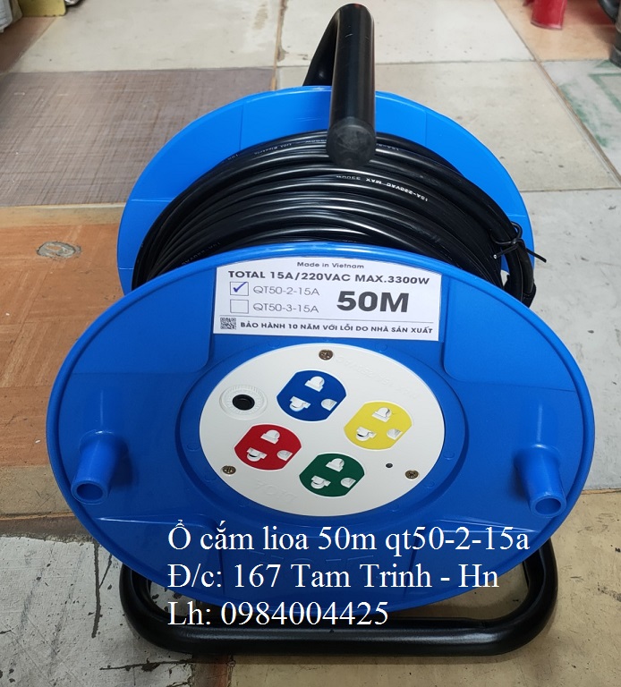 RULO CUỘN DÂY ĐIỆN LIOA 50M GIÁ RẺ, RULO ĐIỆN CÔNG NGHIỆP 15A 3300W