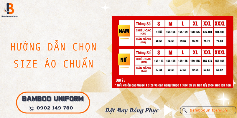 Hướng dẫn chọn bảng size áo chuẩn S - M - L - XL - XXL