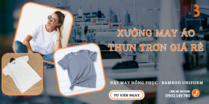 Xưởng may áo thun trơn giá rẻ, chuyên nghiệp Bamboo Uniform