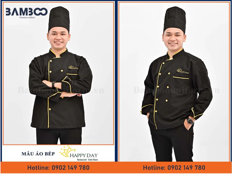 Áo bếp đồng phục đen Happy Day