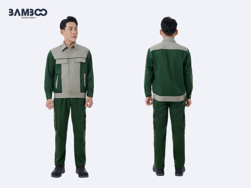 Áo đồng phục bảo hộ lao động xanh lá cây bền bỉ