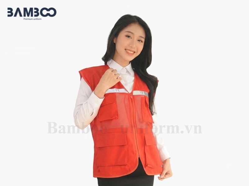 Áo gile bảo hộ 05 đỏ nổi bật, bền đẹp, thoáng mát, tiện dụng, an toàn
