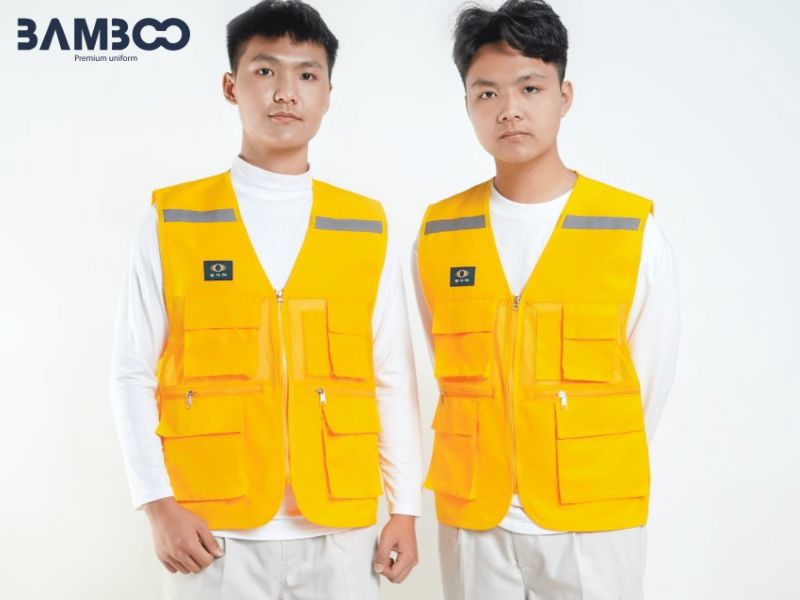 Áo gile đồng phục màu vàng