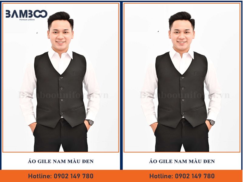 Áo gile nam màu đen chuyên nghiệp, lịch lãm