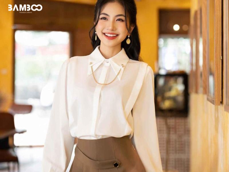 Áo sơ mi trắng cách điệu Hàn Quốc